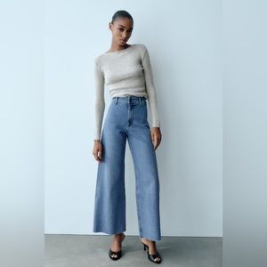 Zara Marine Straight Wide-Leg Jeans in Blue